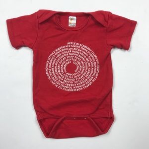 Red Fruits and Veggies Spiral Onesie Sz 3-6 Months